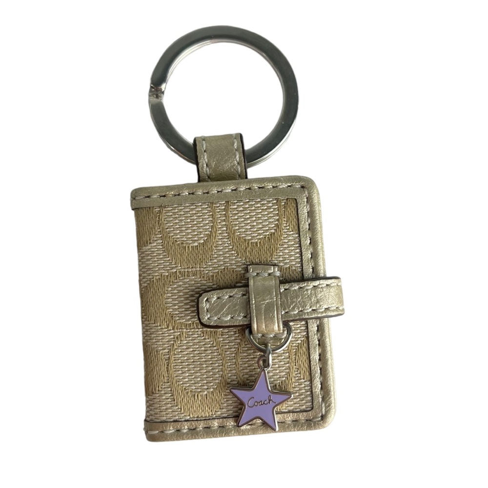 COACH Canvas Keychain and Photo Holder with Rare Metal Star Coach Charm